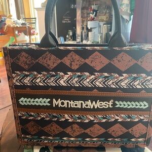 Montana West Black and Brown Geometric Tote NWT